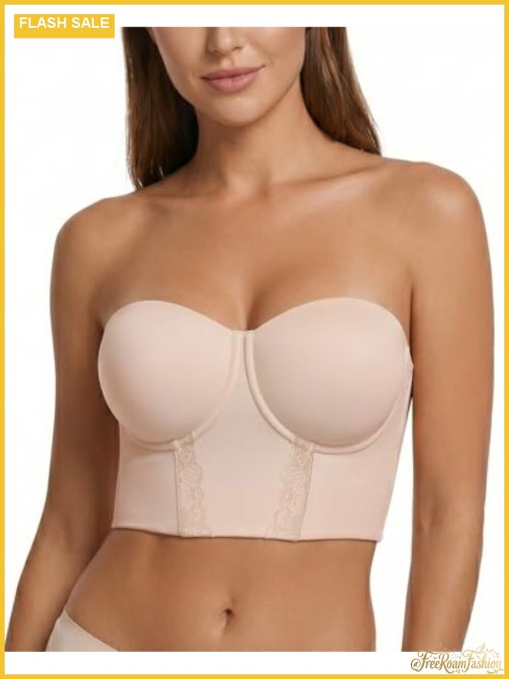 Lemorosy Longline Strapless Corset Bustier Bra Full Figure Non-Slip